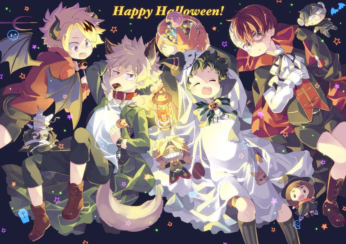 My Hero Academia Halloween With Greeting Wallpaper
