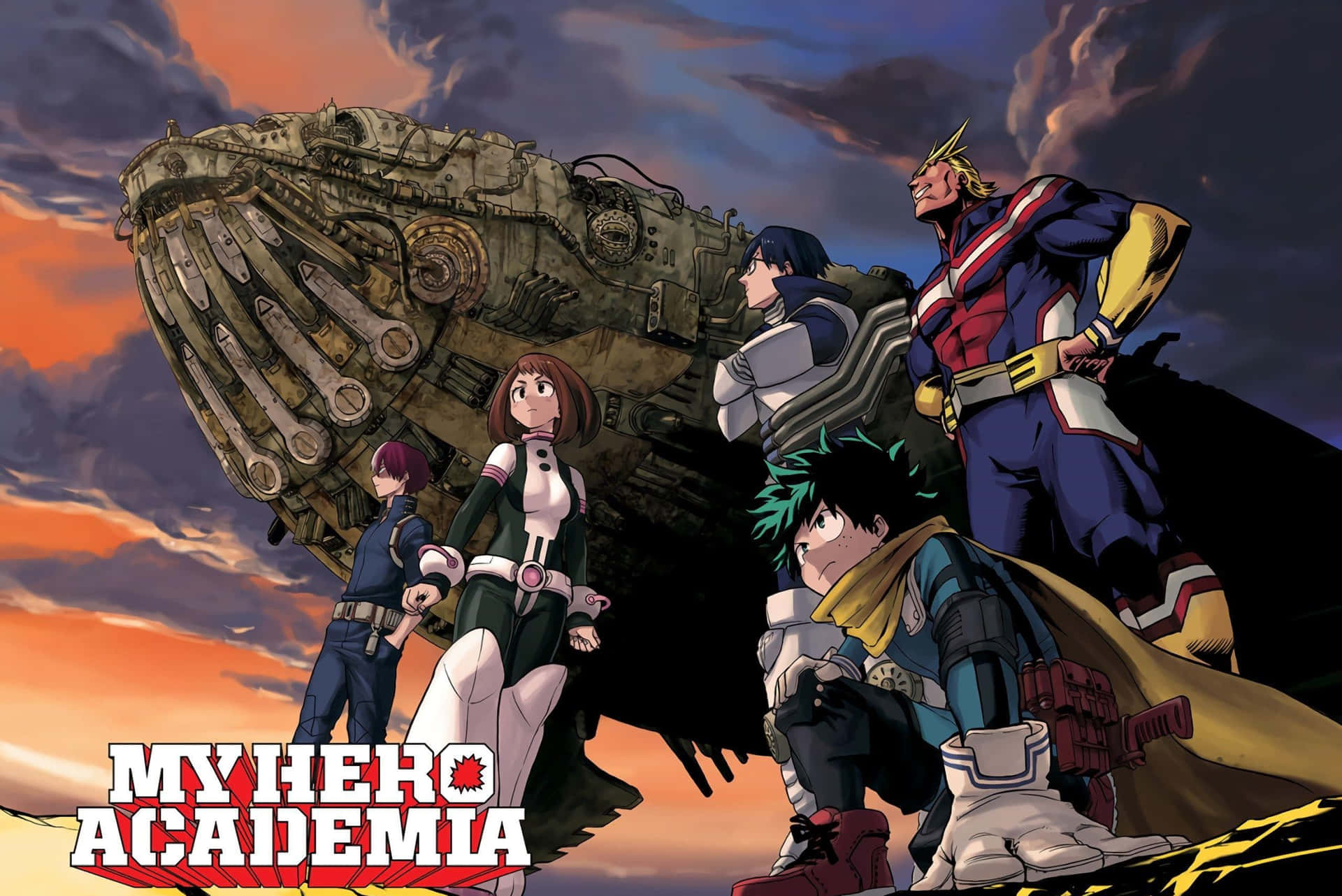 My Hero Academia Helden Bij Zonsondergang Achtergrond