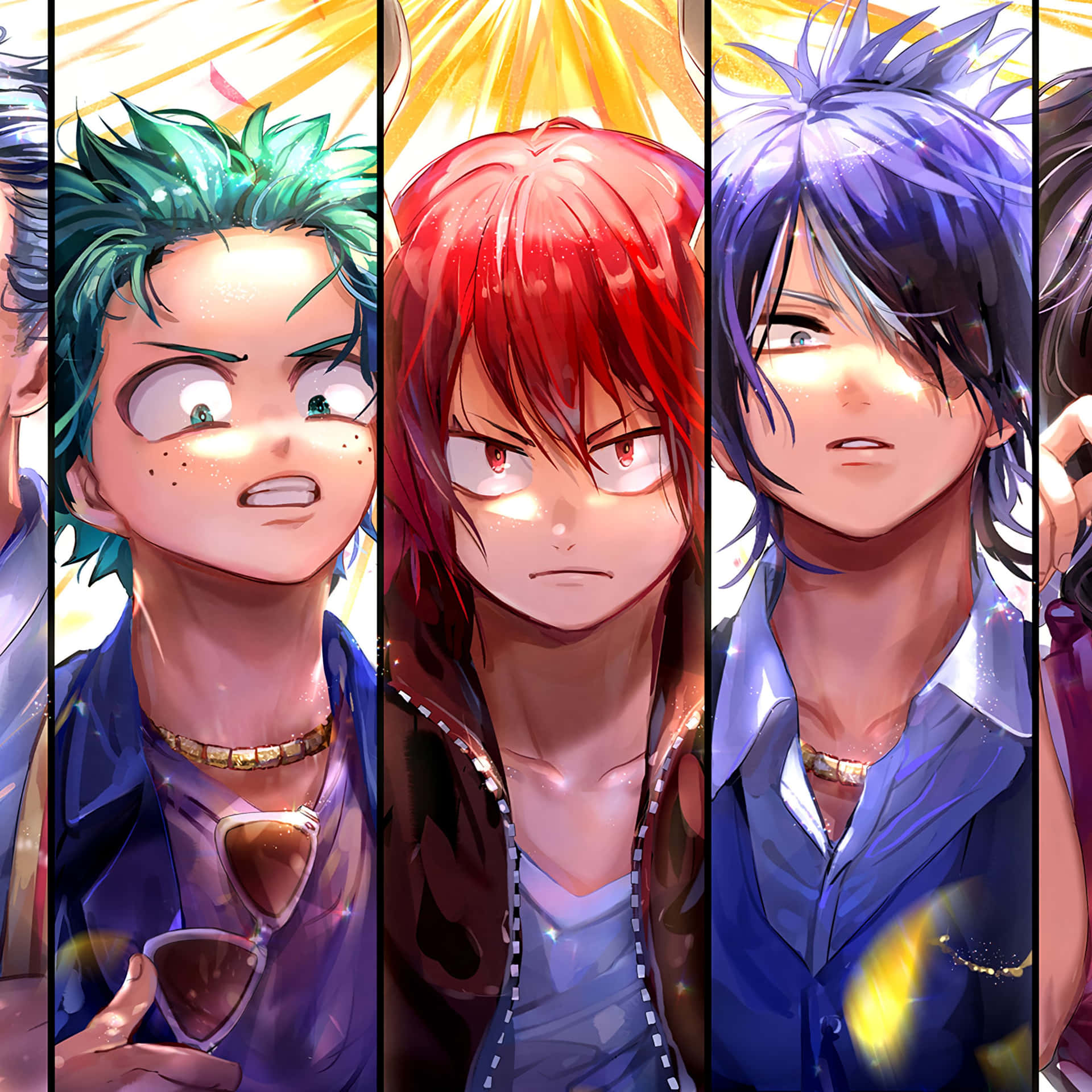 Einecollage Von Anime-charakteren Mit Unterschiedlichen Haarfarben. Wallpaper