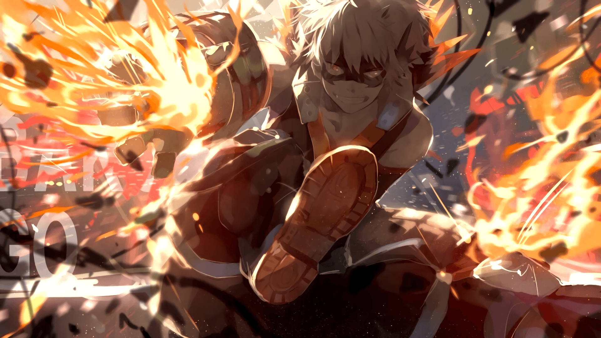 Katsuki Bakugo steps up as a hero in My Hero Academia Wallpaper