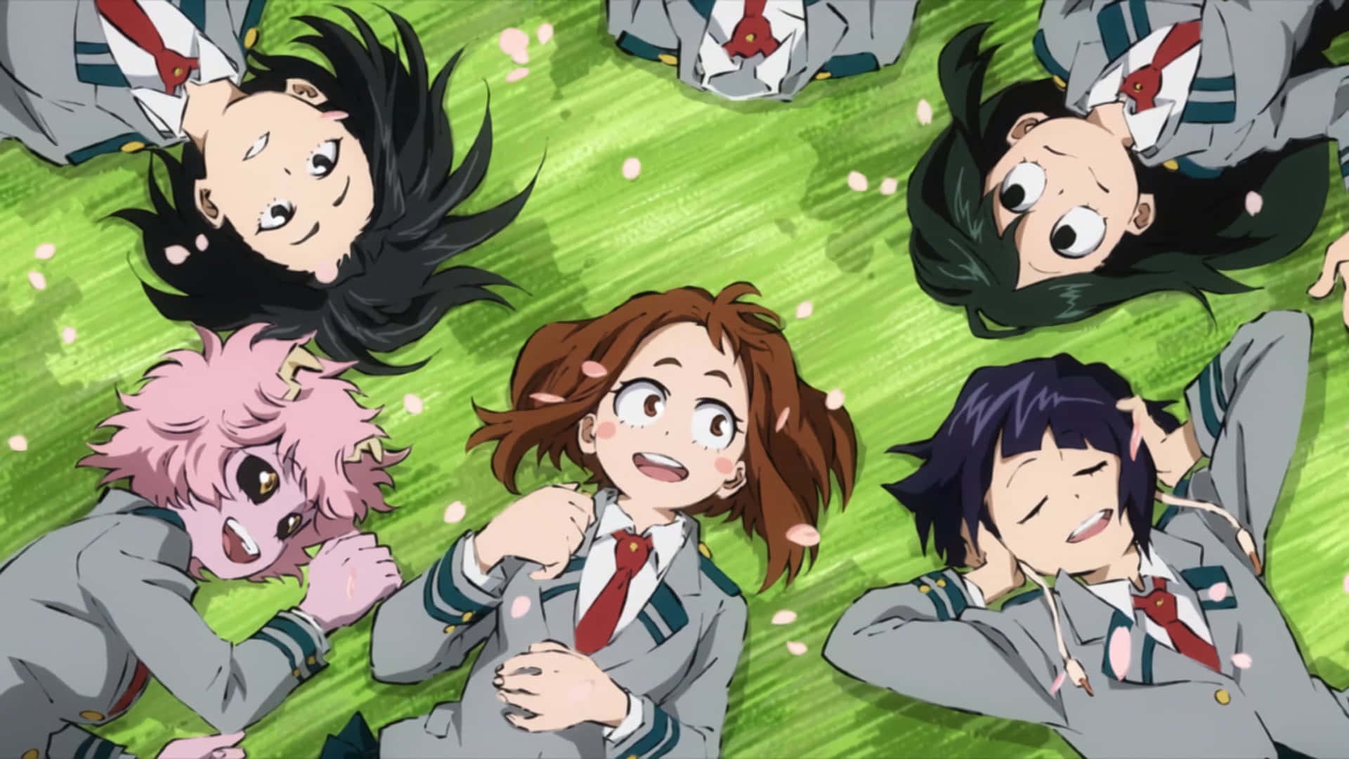 My Hero Academia Laptop With Students Lying Down Wallpaper