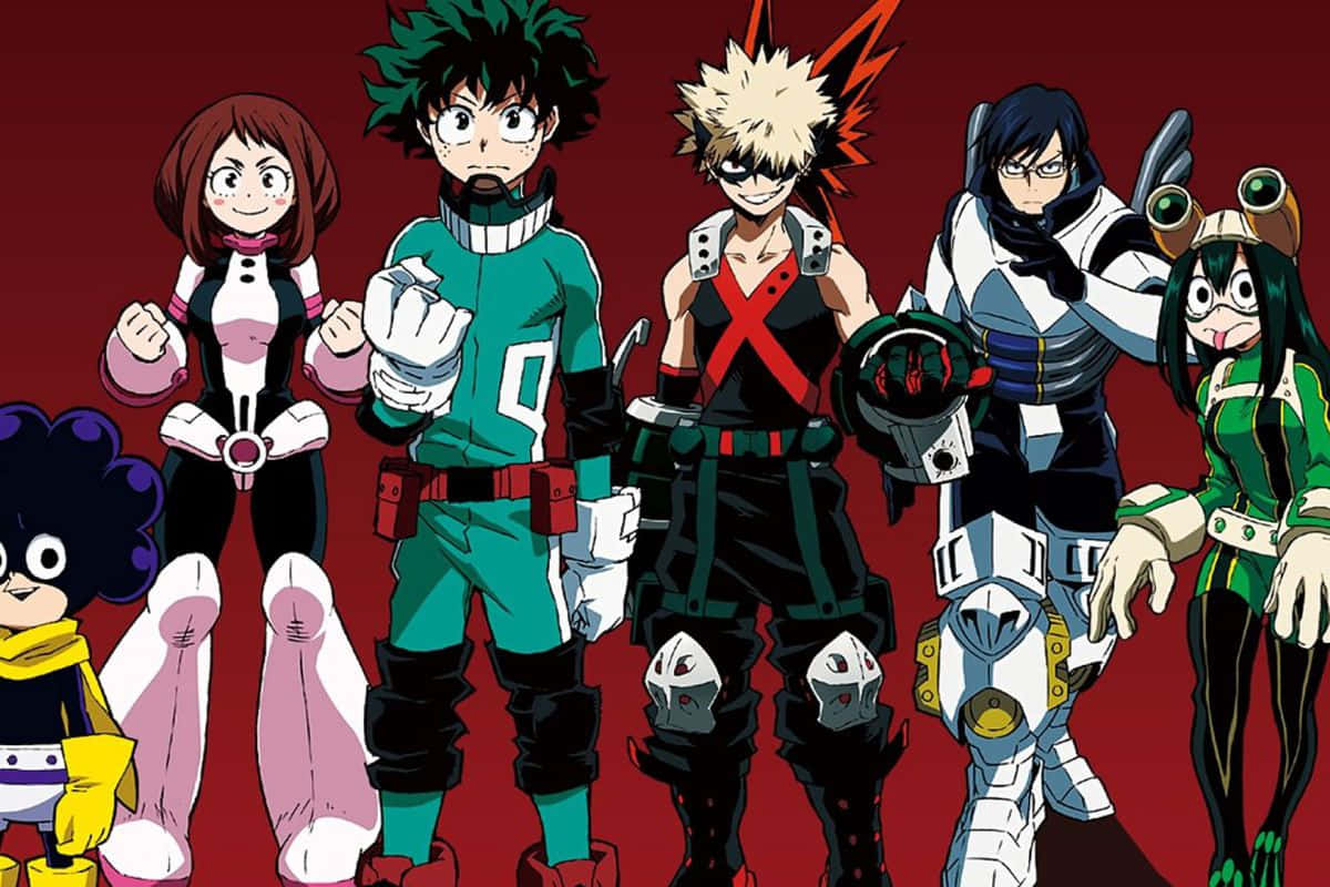 "The heroes of My Hero Academia ready for battle!"