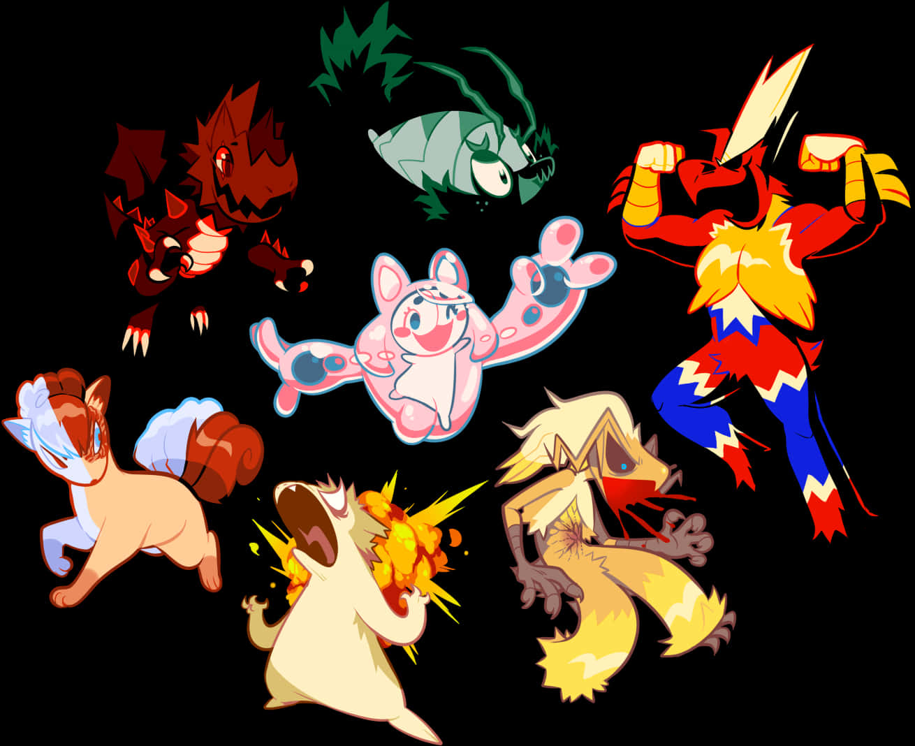 My Hero Academia Pokemon Crossover Art PNG