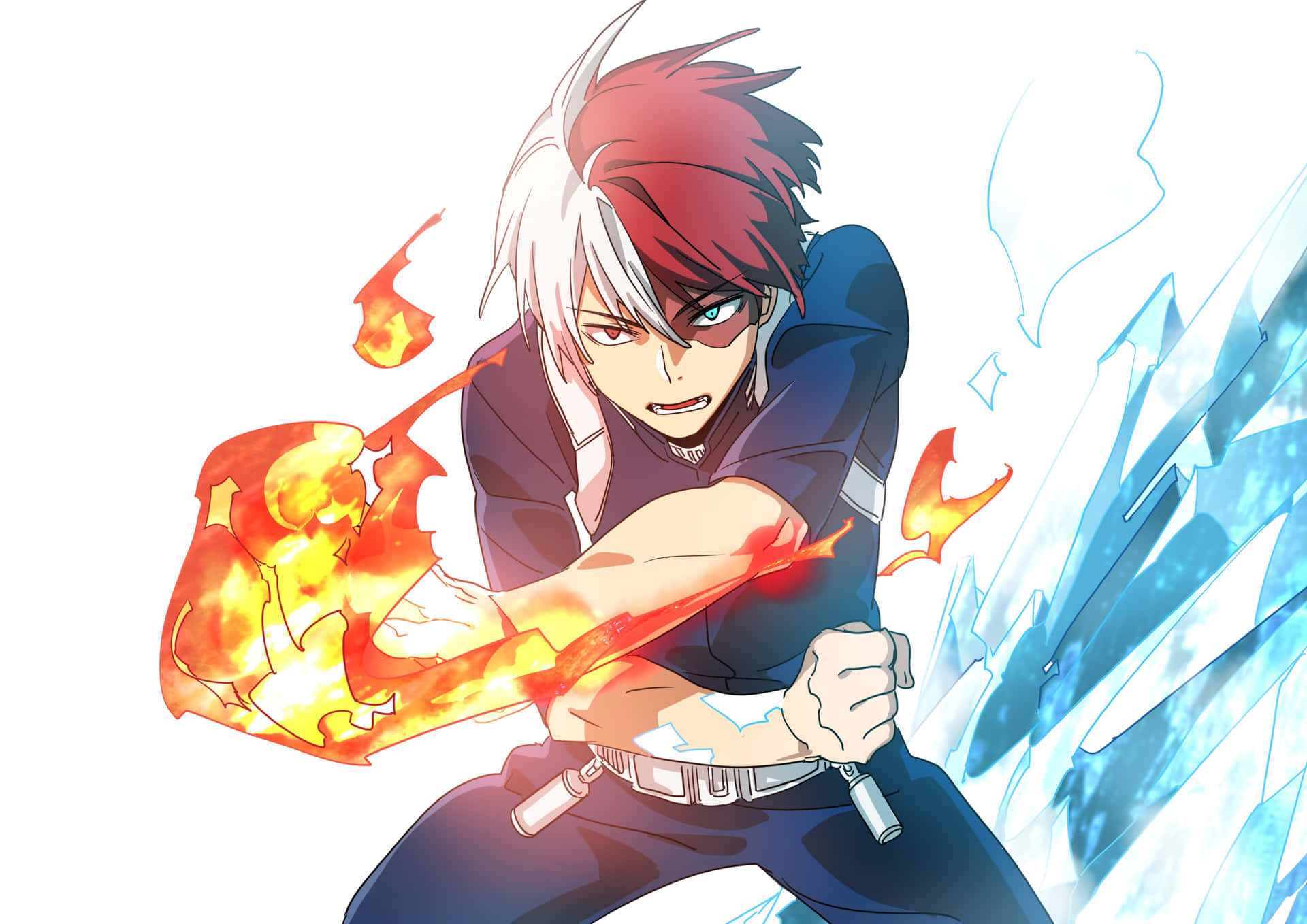 My Hero Academia Todoroki Ijs En Vuur Achtergrond