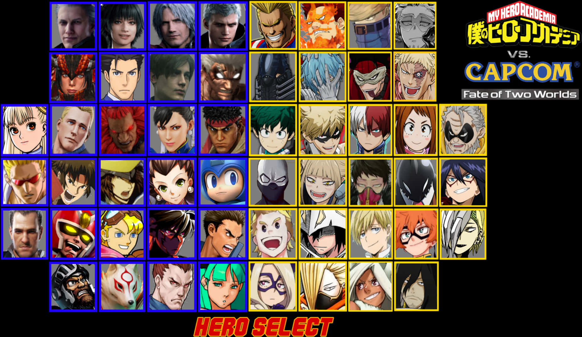 My Hero Academiavs Capcom Character Select Screen PNG