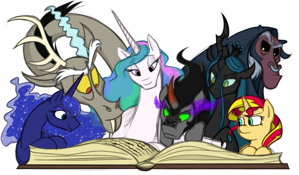 My Little Pony Characters Reading PNG