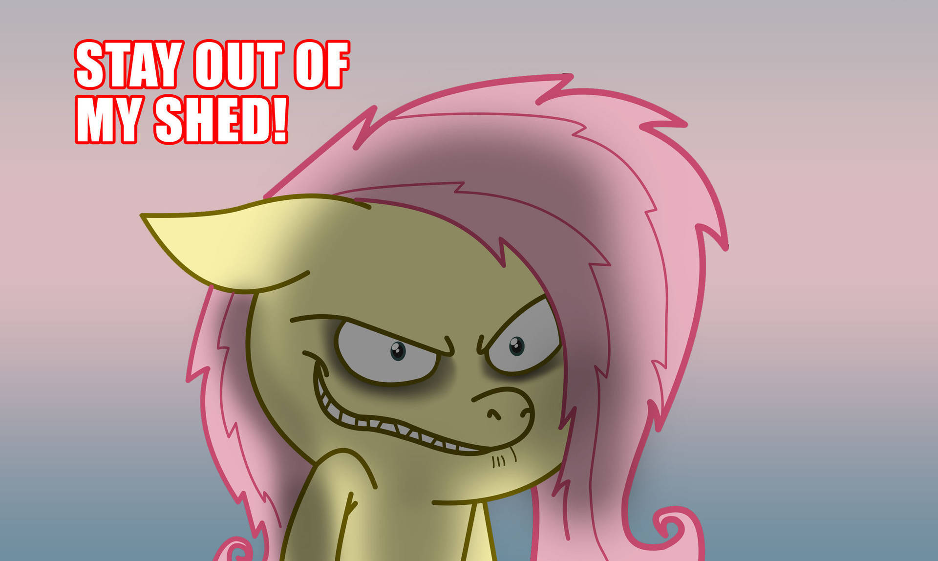 My Little Pony Fluttercry Meme. Animal with sharp teeth that says 