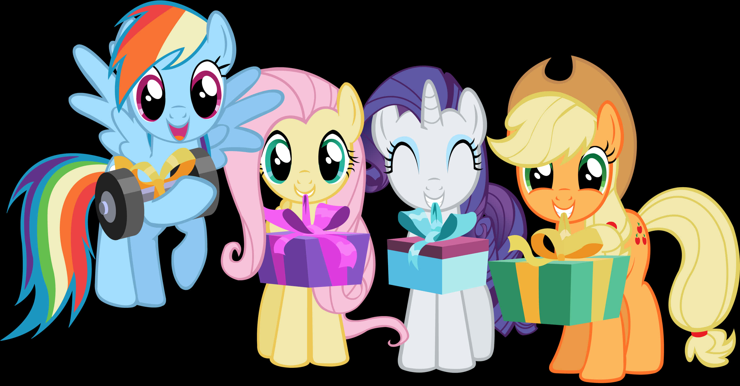 Download My Little Pony Friends With Gifts | Wallpapers.com