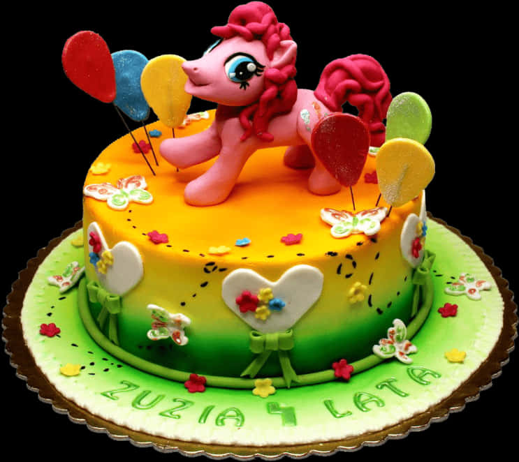 Colorful_ Pony_ Themed_ Birthday_ Cake PNG