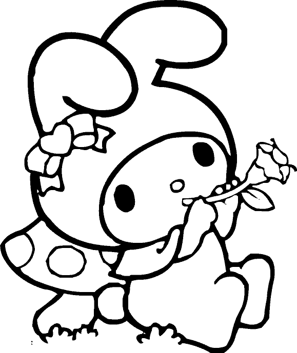 My Melody Coloring Outline PNG