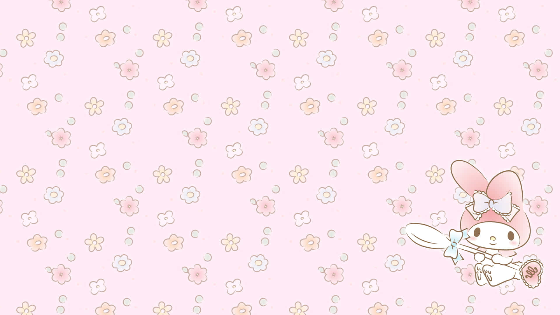 A Pink Wallpaper With A Cute Little Bunny Wallpaper