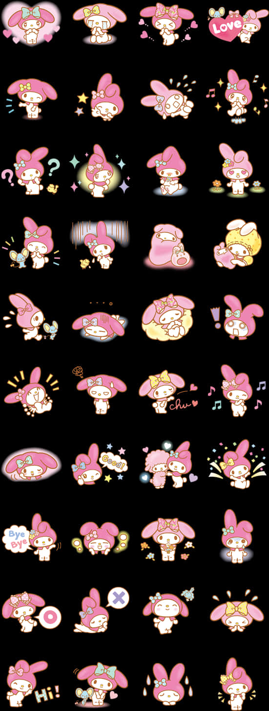 My Melody Emotions Collection Stickers PNG