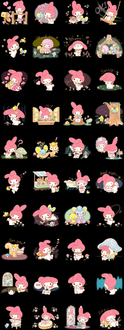 My Melody Expressionsand Activities Compilation PNG