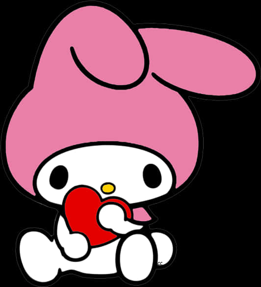 My Melody Holding Heart PNG