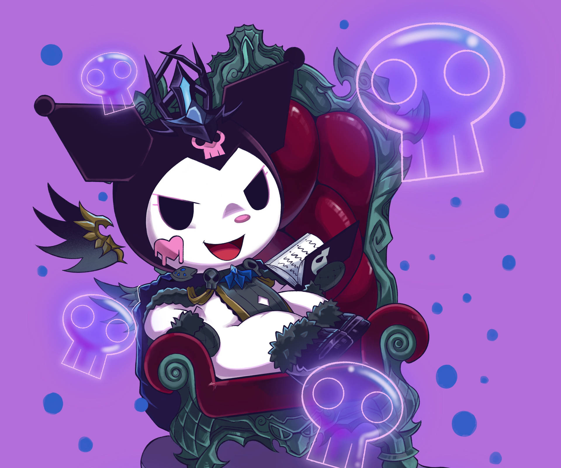My Melody Kuromi  Sitting On the Throne Wallpaper
