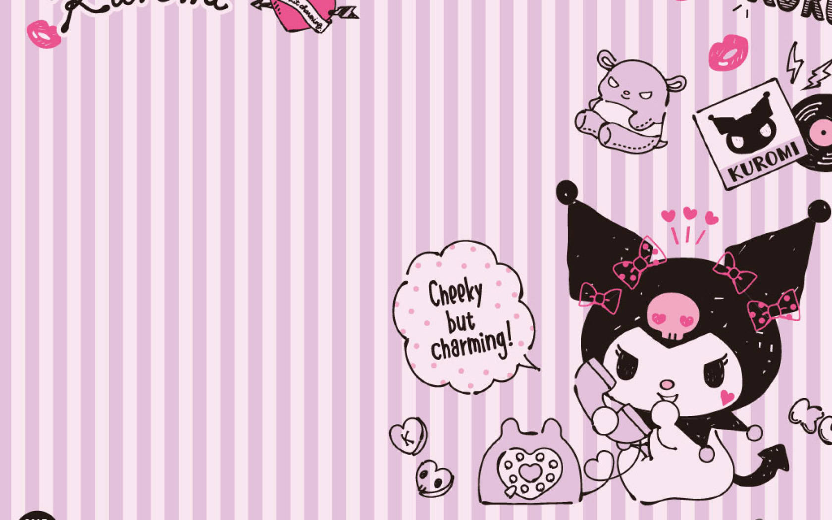 My Melody & Kuromi Engrossed in a Phone Activity Wallpaper
