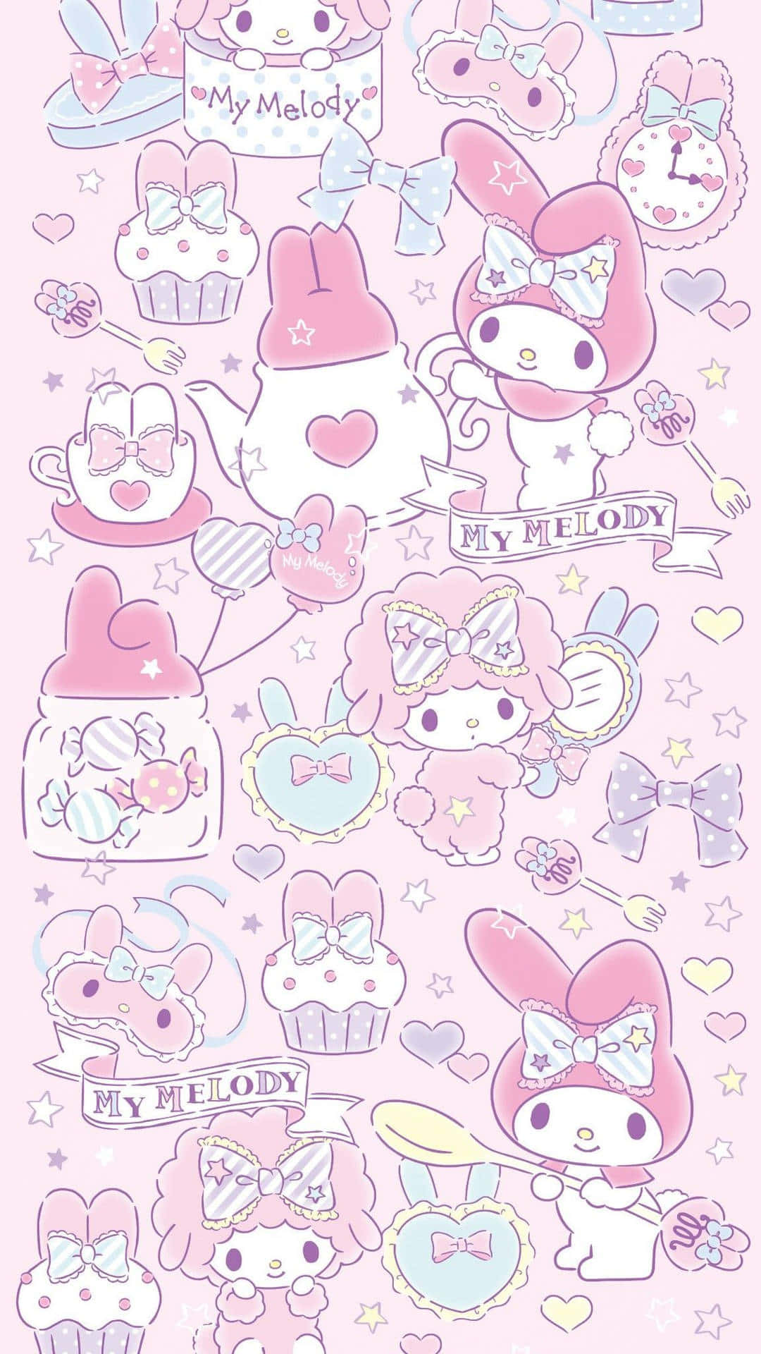 My Melody Pastel Collage Wallpaper