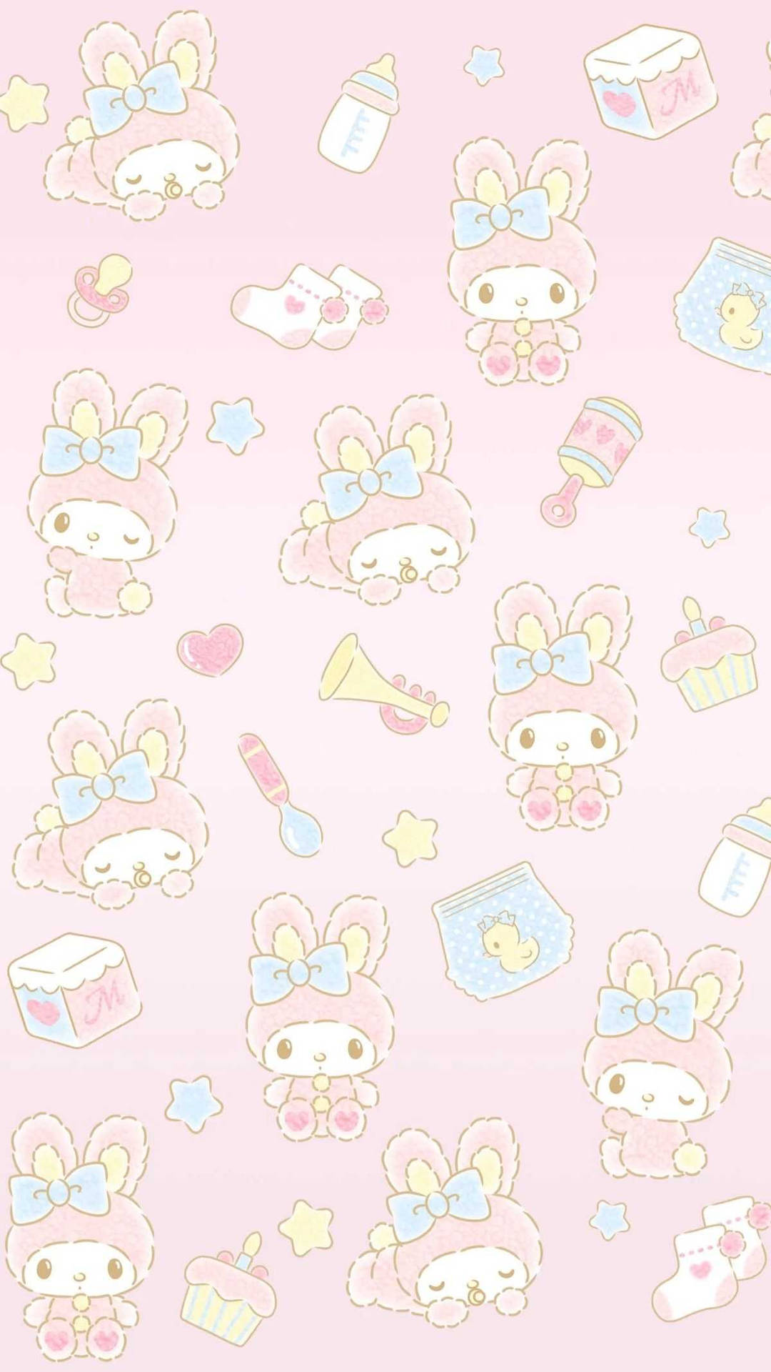 My Melody Pastel Pattern Wallpaper