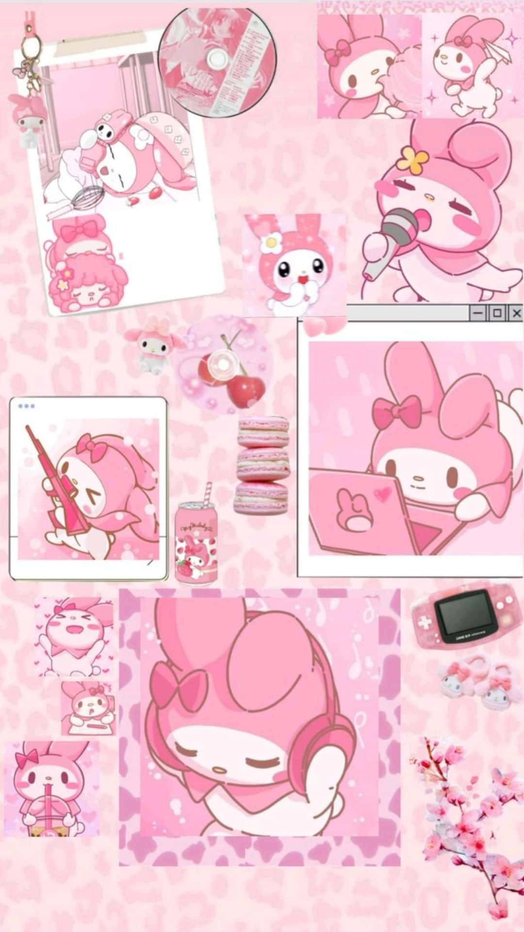 My Melody Pink Collage Aesthetic.jpg Wallpaper