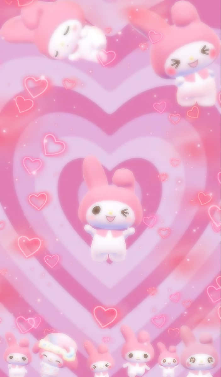 My Melody Pink Hearts Aesthetic Wallpaper
