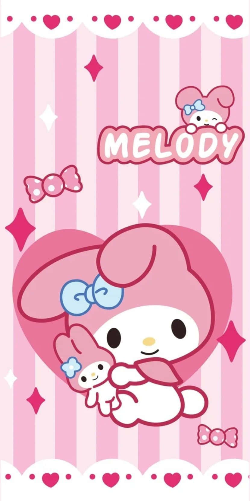 My Melody Pink Striped Background Wallpaper