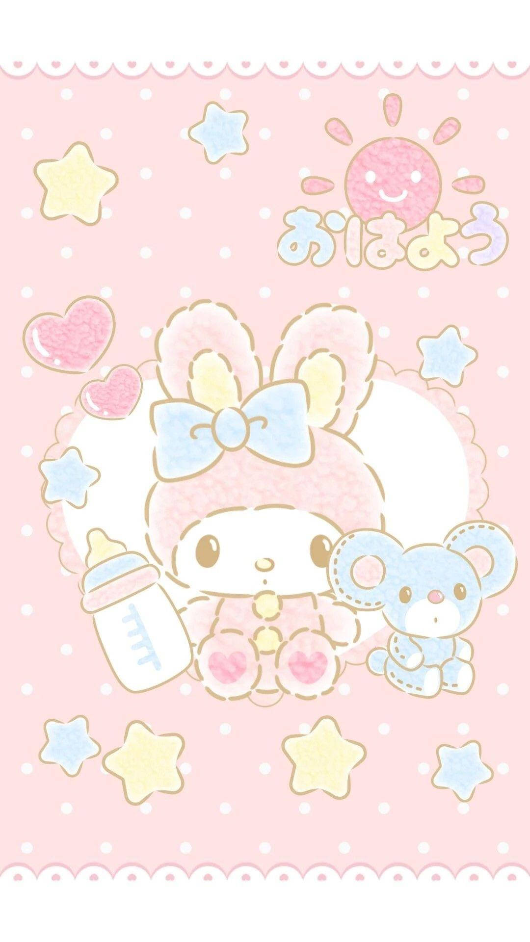My Melody With Baby Bottle Wallpaper