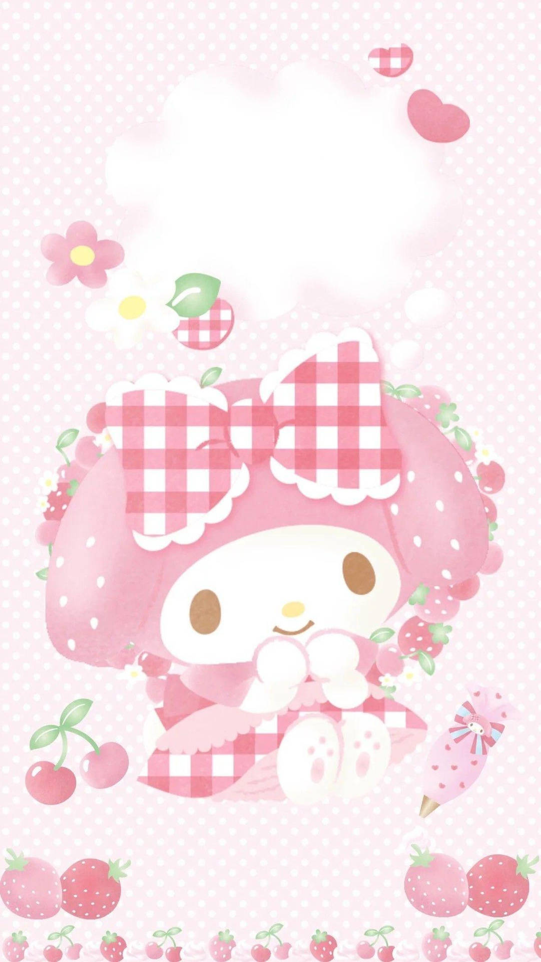 My Melody With Pink Ribbon Wallpaper