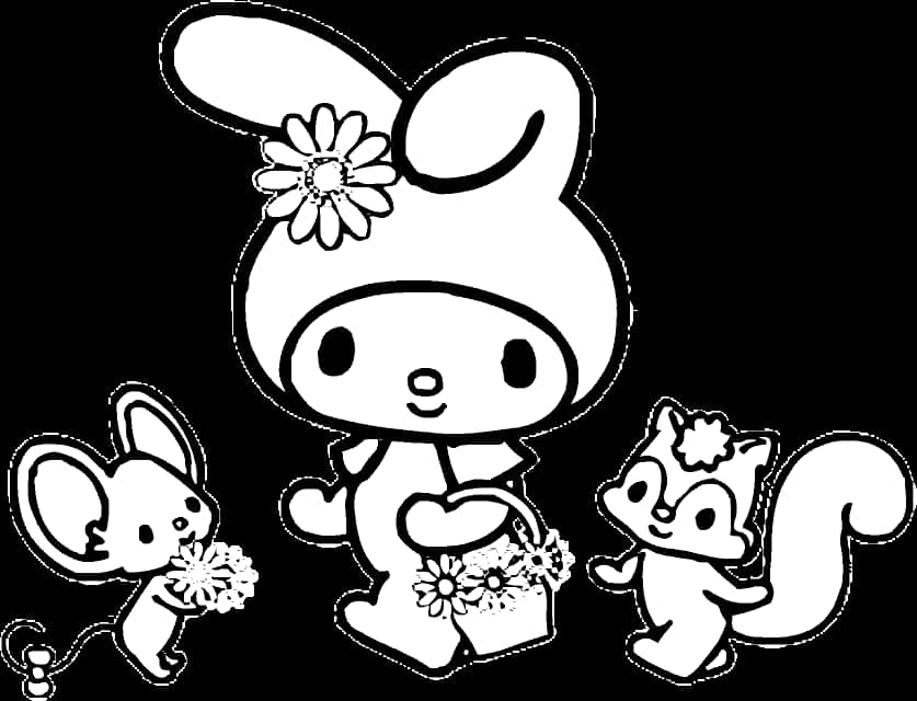 My Melodyand Friends Floral Fun PNG