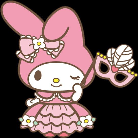 My Melodyin Pink Dresswith Mask PNG