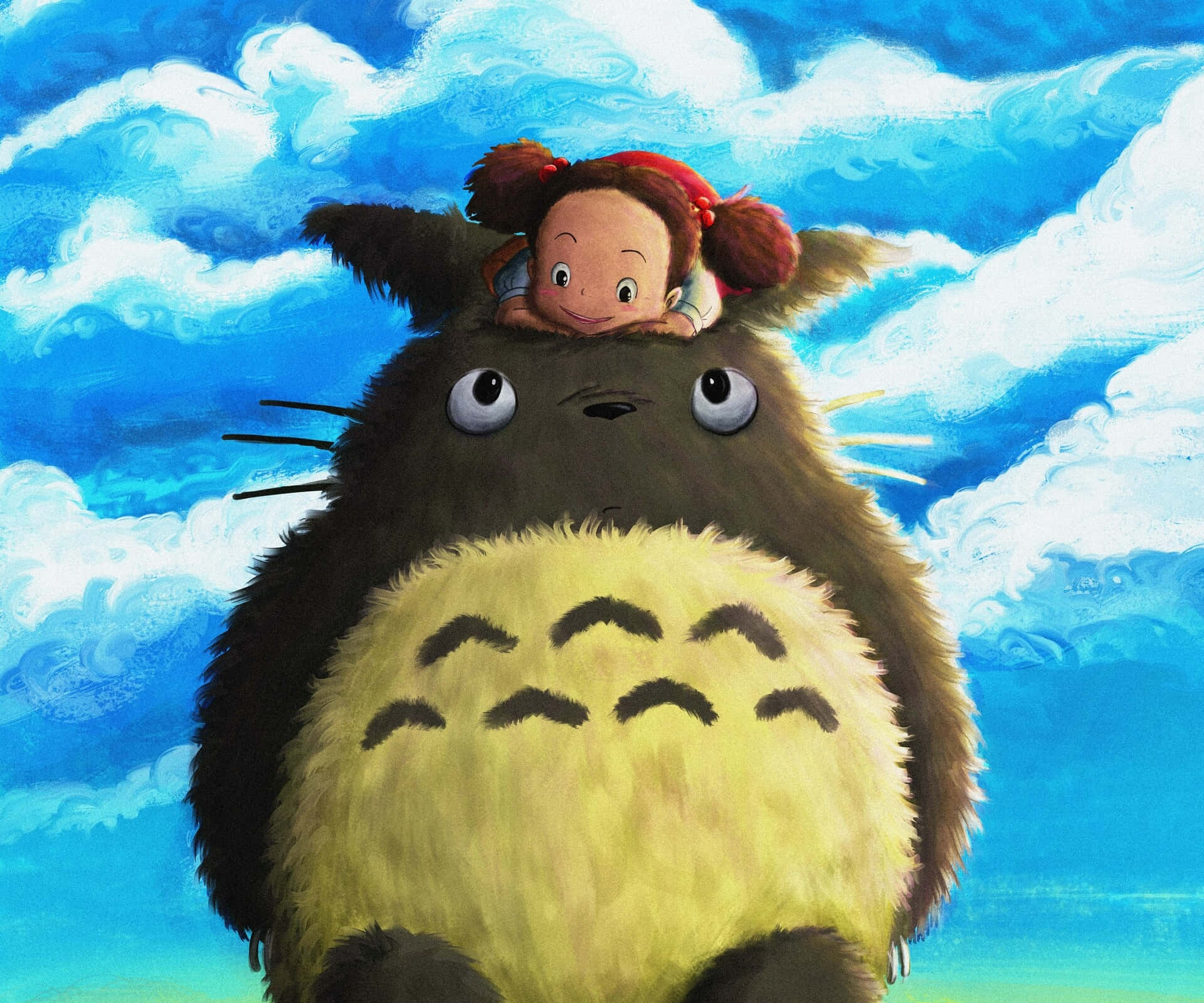 Totoro and Mei enjoying the countryside in "My Neighbor Totoro" Wallpaper