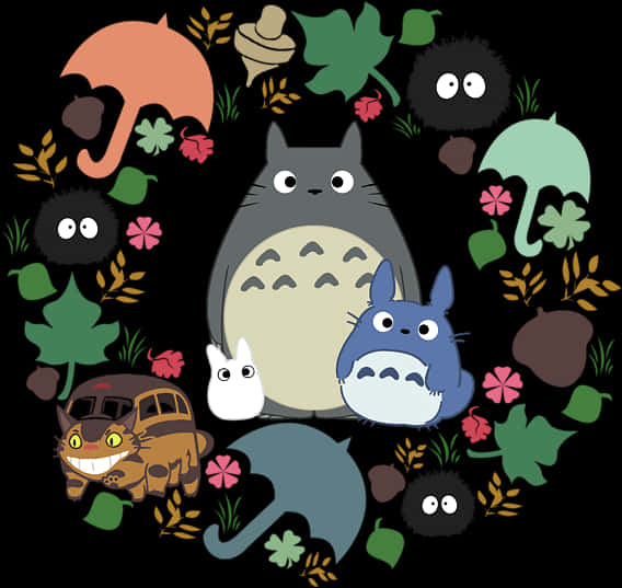 My Neighbor Totoro Characters Collage PNG