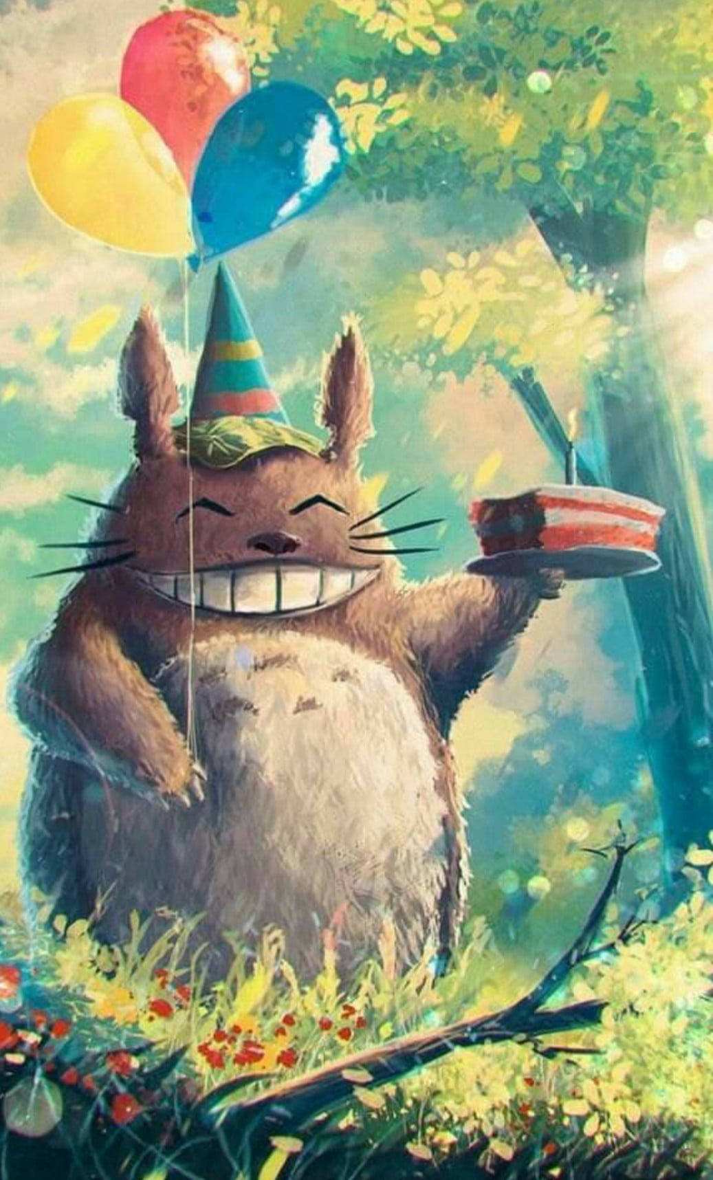 My Neighbor Totoro On My Birthday Card Background