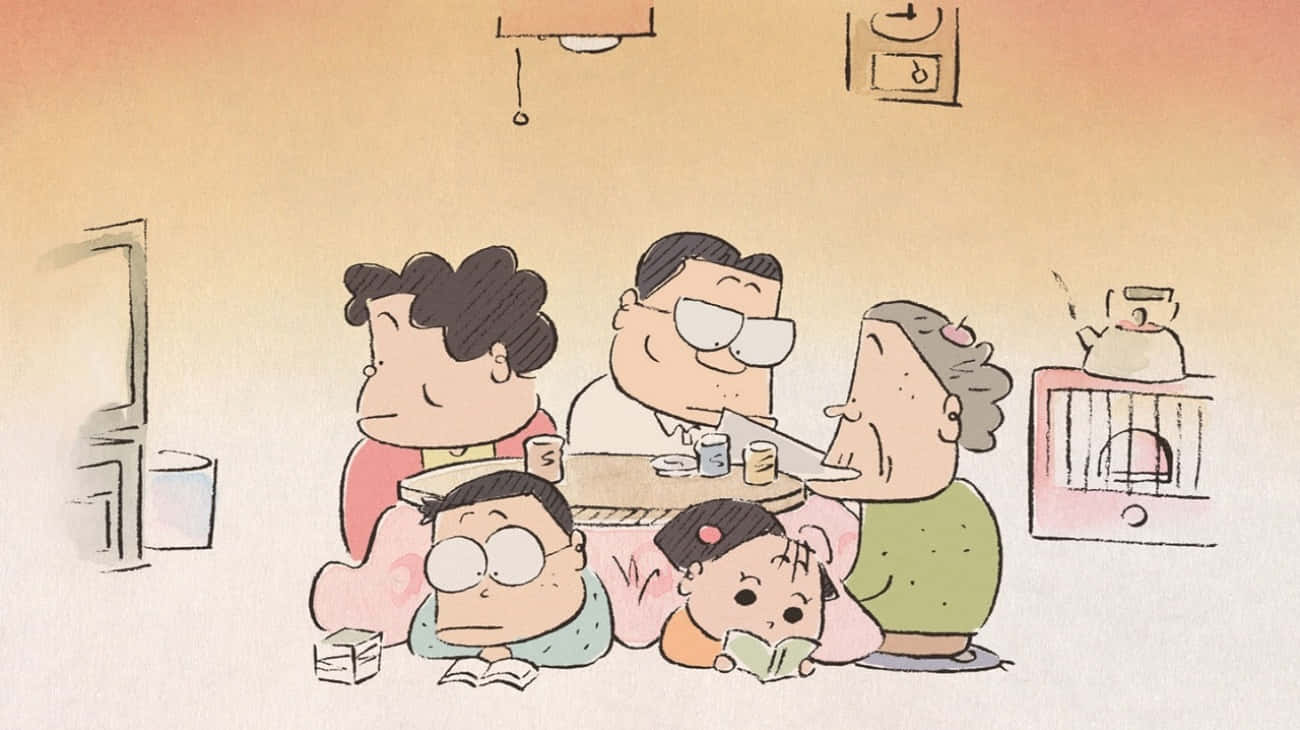 Misvecinos Los Yamada: La Familia Yamada Disfrutando De Un Momento Familiar Juntos En Su Hogar. Fondo de pantalla