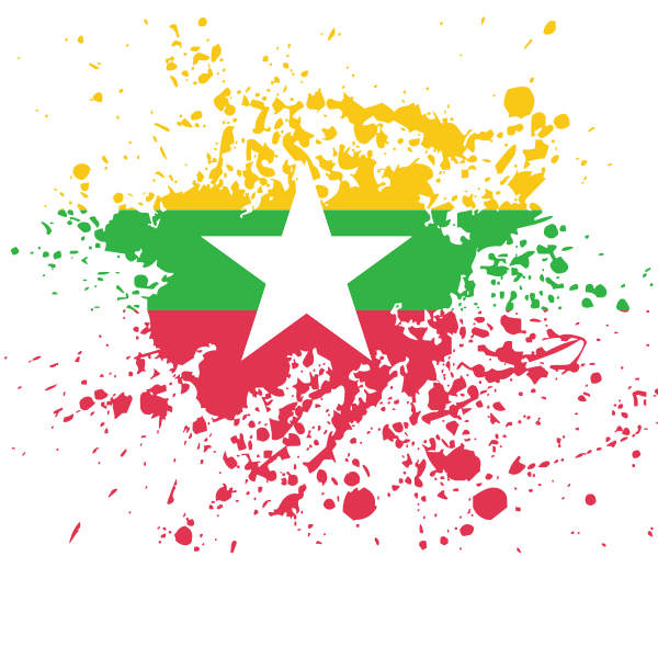 Myanmar Flag Artistic Splatter Design PNG