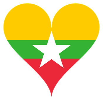 Myanmar Flag Heart Shaped PNG