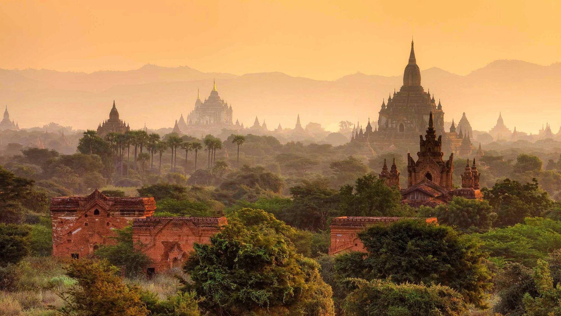 Myanmar Foggy Landscape Wallpaper
