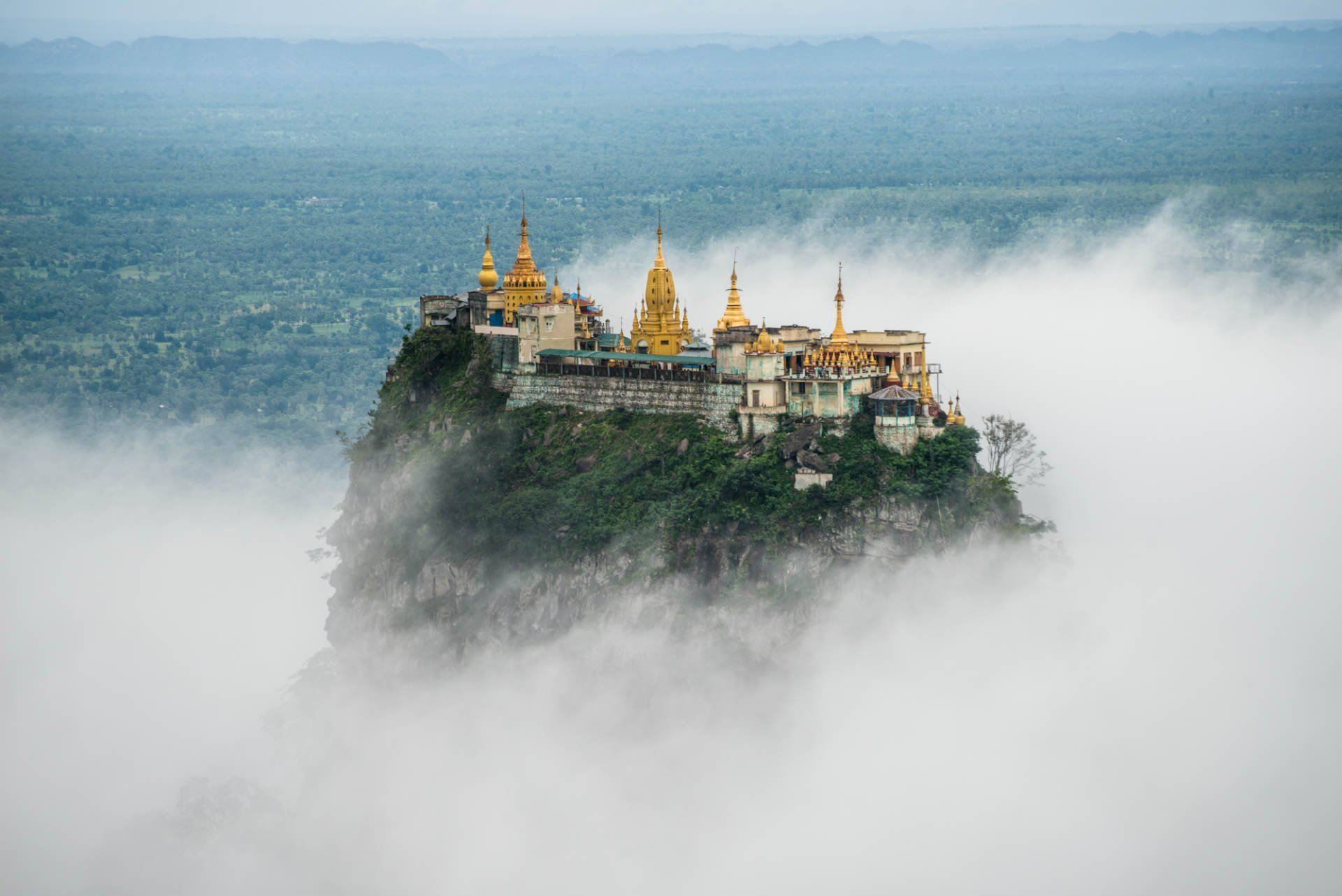 Myanmar Temple On Mountain Peak Wallpaper