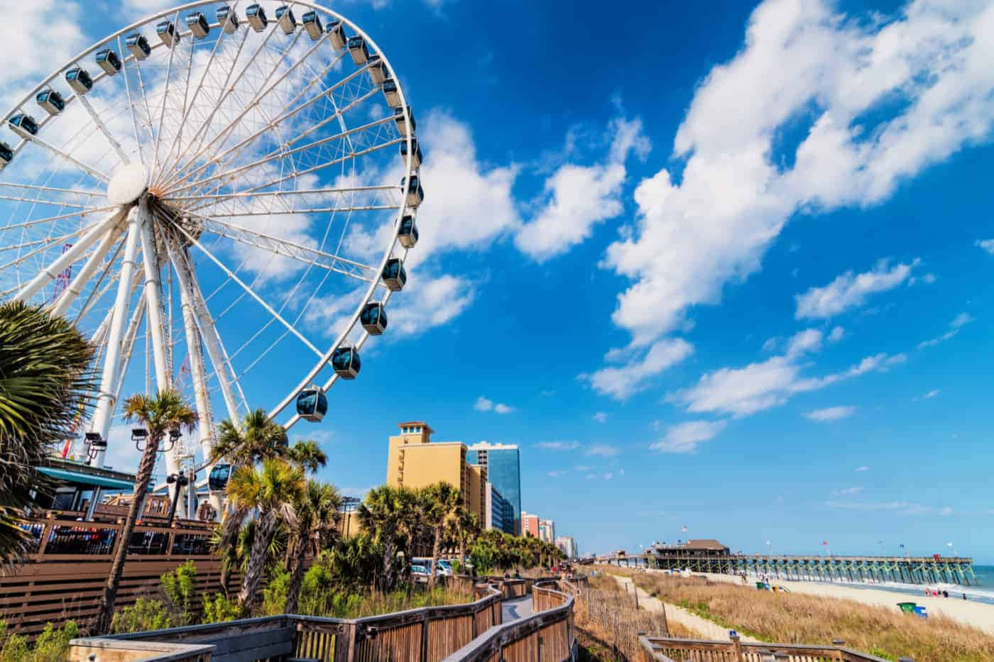 A Ferris Wheel And Beach In A City