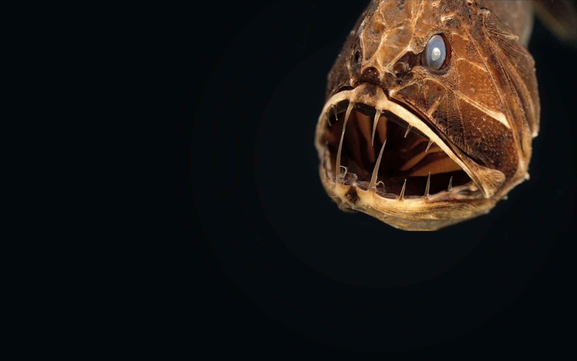 Mysterieus Anglerfish Loert In De Diepten Achtergrond