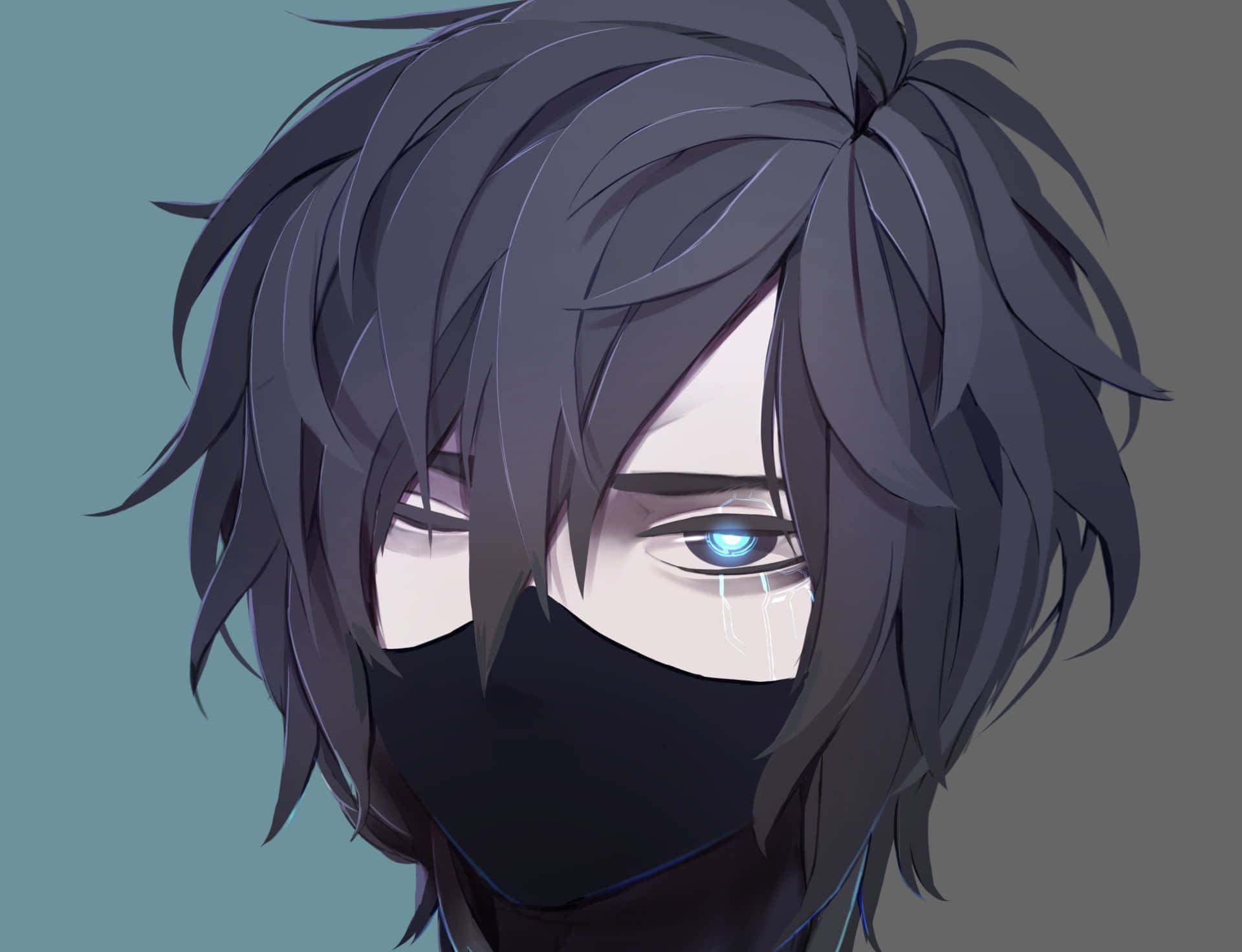 Mysterious Anime Boy Black Hair Blue Eyes Wallpaper