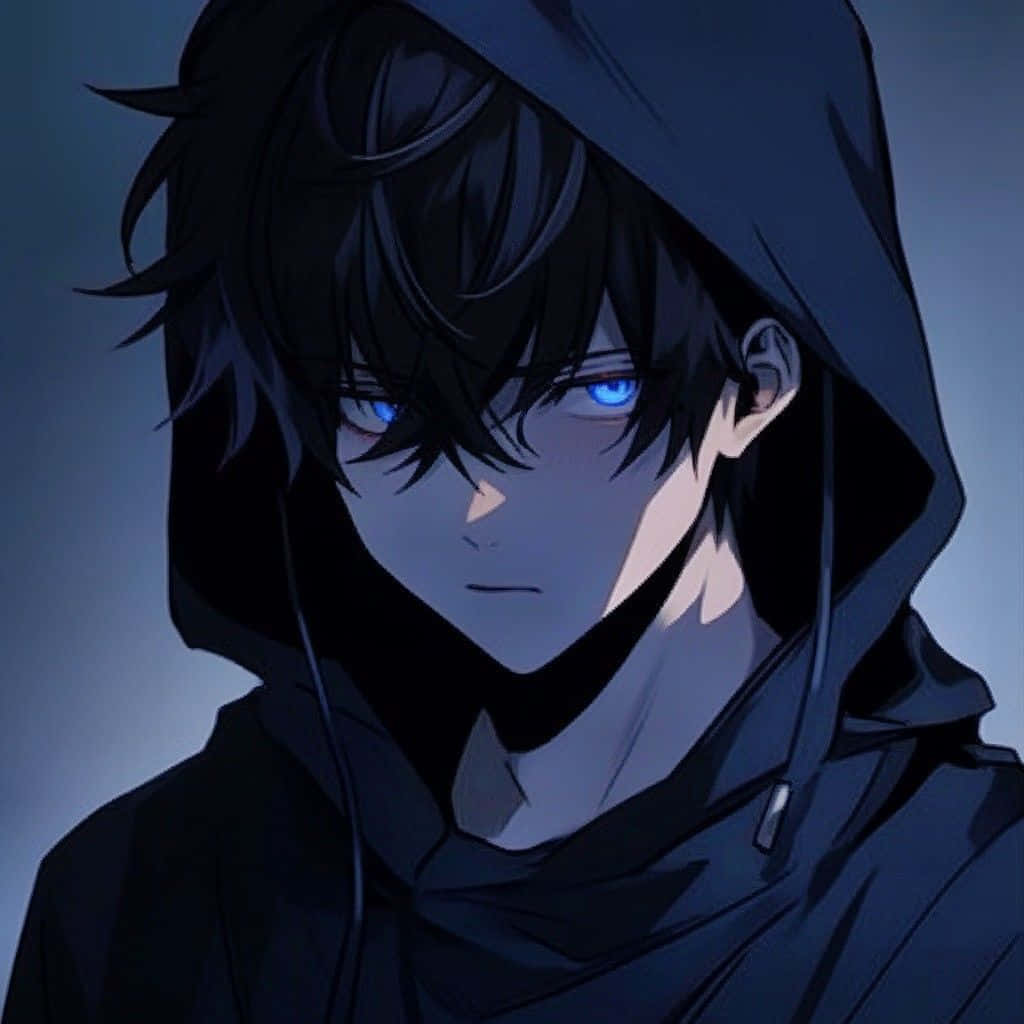 Mysterious Anime Boy Blue Eyes Black Hair Wallpaper