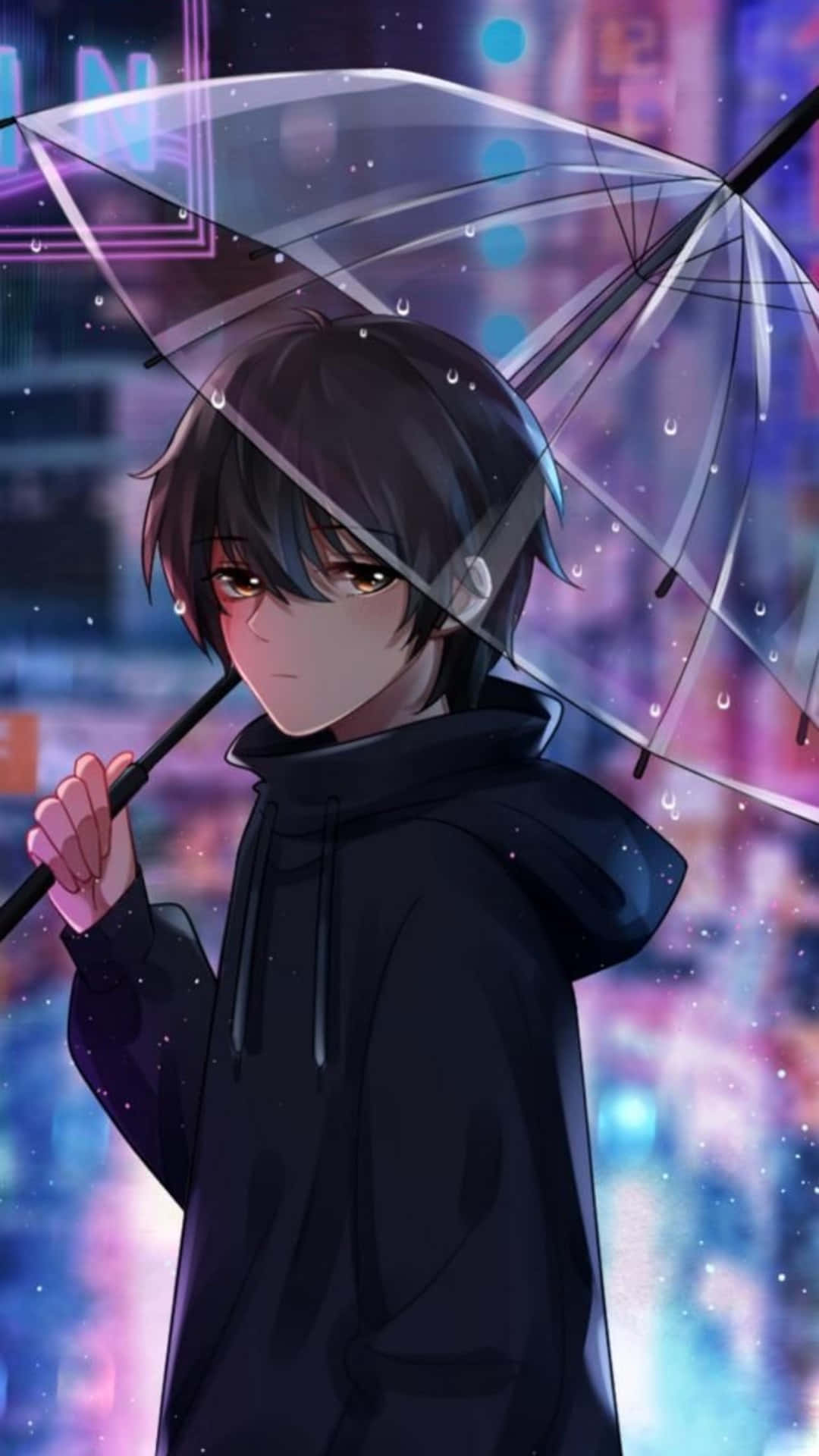 Mysterious Anime Boy With Umbrella Wallpaper