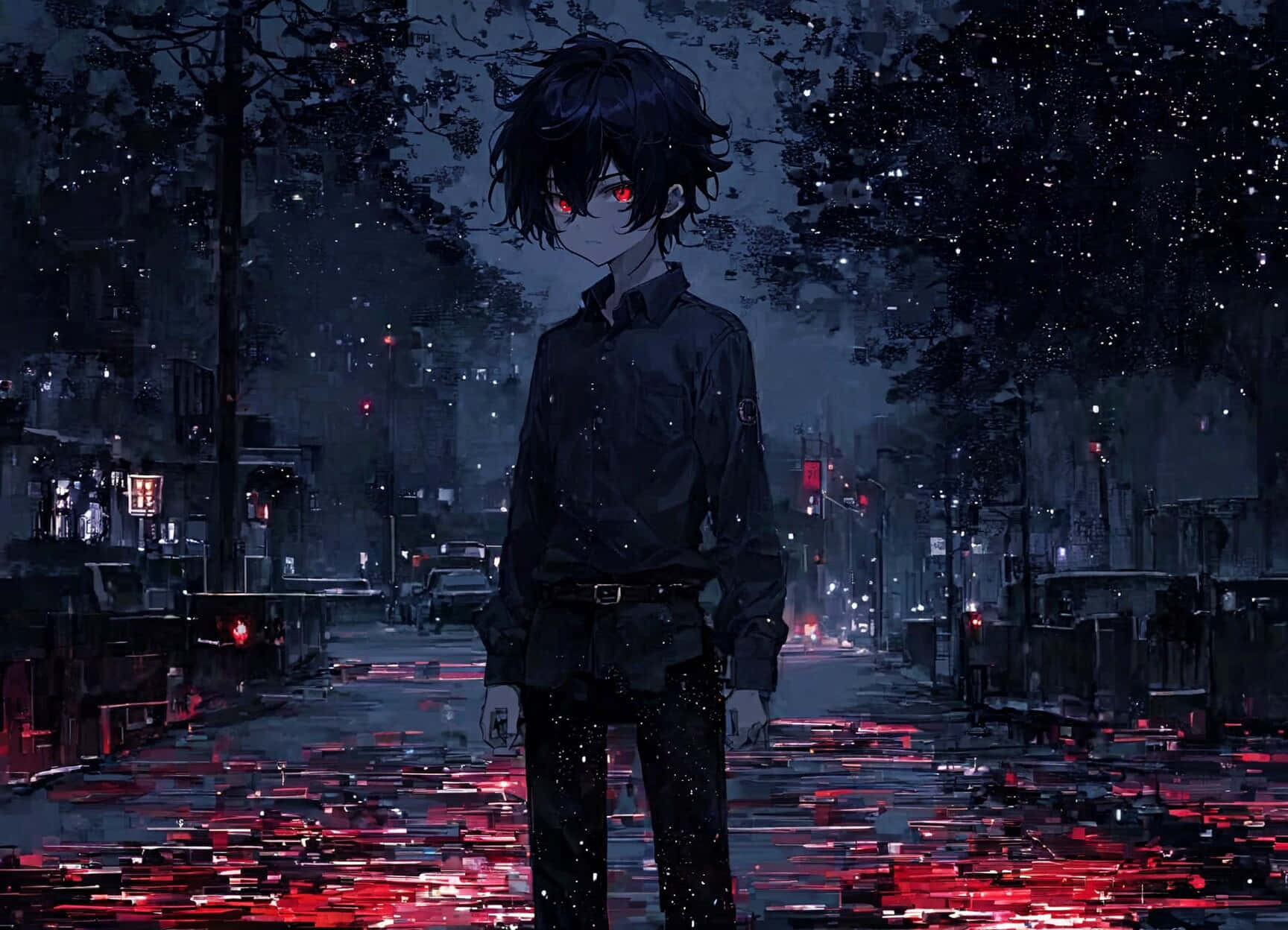 Mysterious Anime Boyin Rainy City Night.jpg Wallpaper