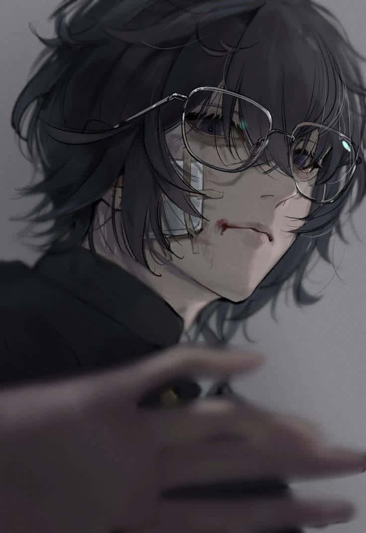 Mysterious Anime Boywith Glasses Wallpaper