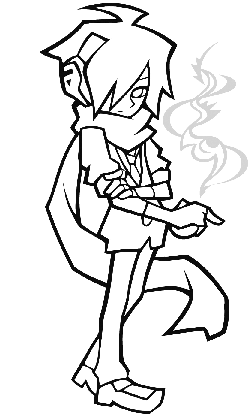 Mysterious Anime Character Lineart PNG