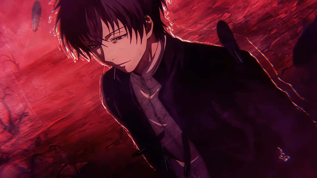 Mysterious_ Anime_ Character_ Red_ Background Wallpaper