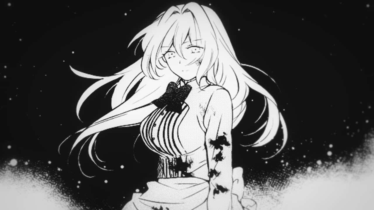 Mysterøs Anime Jente Stjernespekket Bakgrunn Bakgrunnsbildet