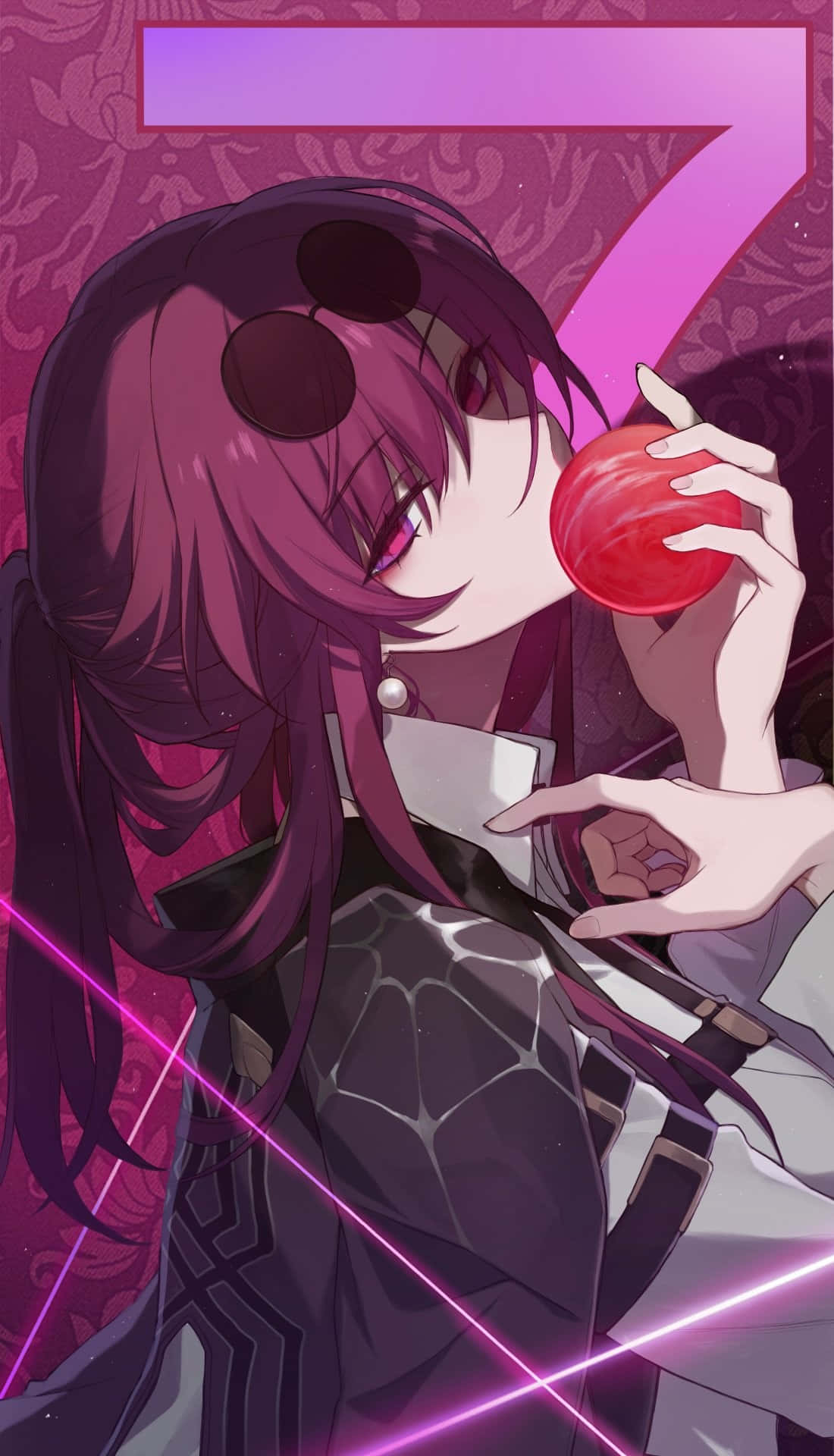 Mysterious_ Anime_ Girl_with_ Apple Wallpaper