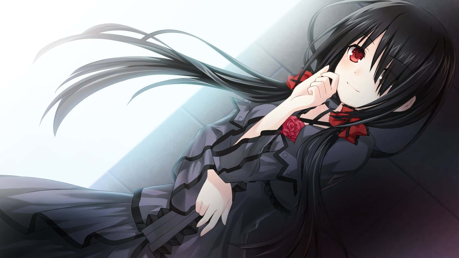 Mysterious_ Anime_ Girl_with_ Red_ Eye Wallpaper