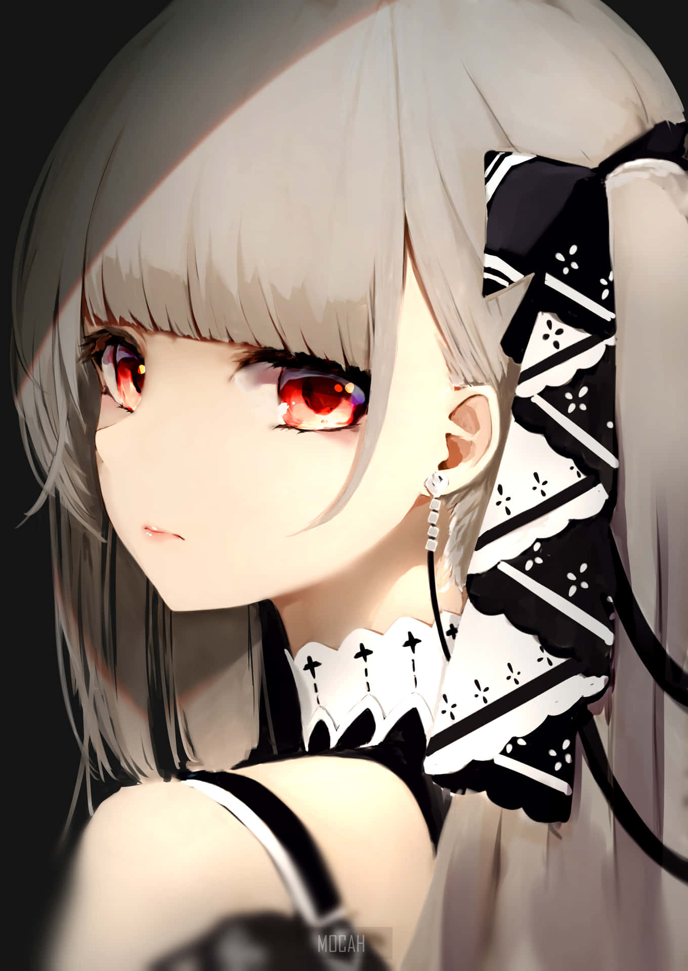 Mysterious_ Anime_ Girl_with_ Red_ Eyes Wallpaper
